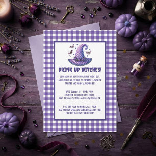 Invitation Buvez les Sorcières Chapeau de Sorcière Gingham Ha