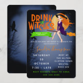Invitation buvez sorcières halloween bachelorette fête (Devant / Derrière)