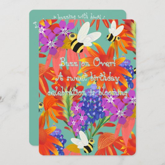 Invitation BuzzAmongBlooms_Enfants modifiables (Devant / Derrière)