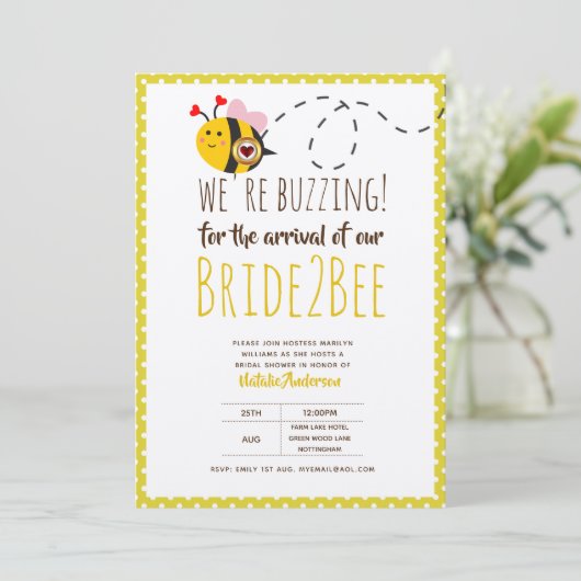 Invitation BUZZING pour l'ARRIVÉE de BRIDE2BEE Fête des marié (Debout devant)