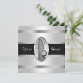 Invitation BW Party Flatiron Building White Silver (Debout devant)