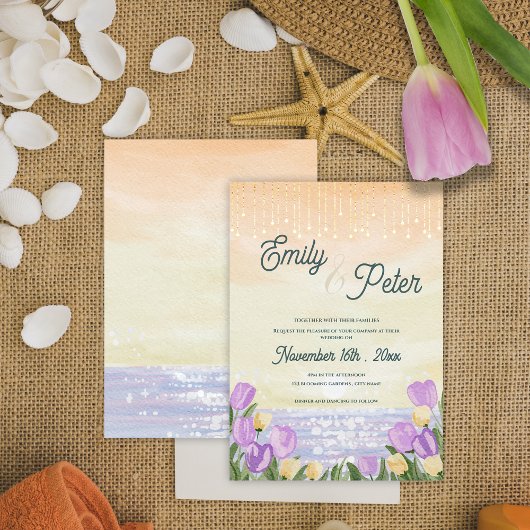 Invitation “By the Sea” Watercolor Beach Wedding