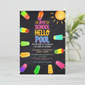 Invitation Bye école bonjour piscine (Debout devant)