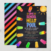 Invitation Bye école bonjour piscine (Devant / Derrière)