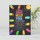 Invitation Bye école bonjour piscine (Debout devant)