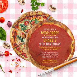 Invitation BYOP Construisez votre propre pizza fête d'anniver