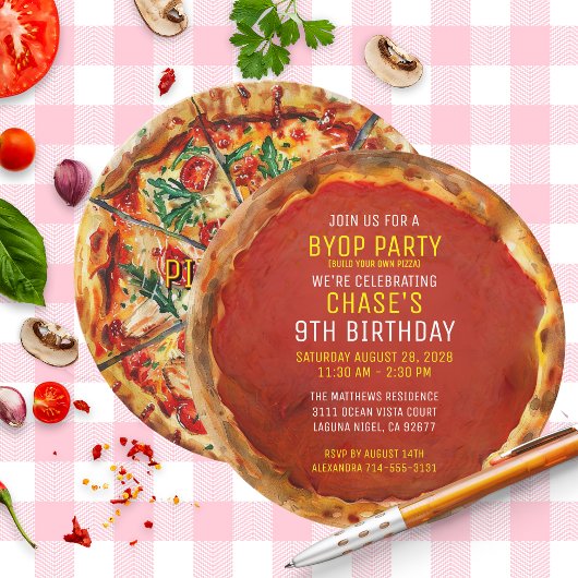 Invitation BYOP Construisez votre propre pizza fête d'anniver