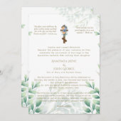 Invitation BYZANTINE traditionnelle Croix Mariage de verdure (Devant / Derrière)