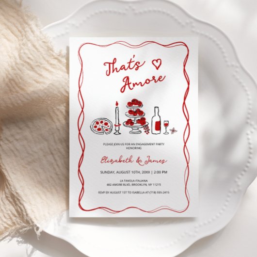 Invitation C’est Amore Hand Drawn Red Engagement Party