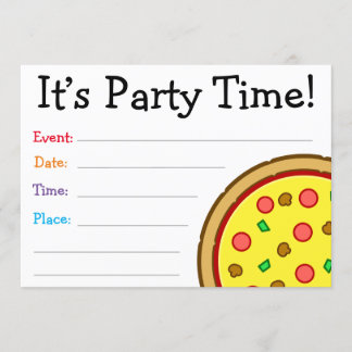 Invitation C’est l’heure de la fête ! Anniversaire de la pizz