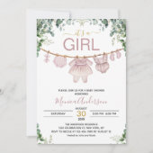 Invitation C’est un Baby shower en étoffe de Boho rose Fille (Devant)