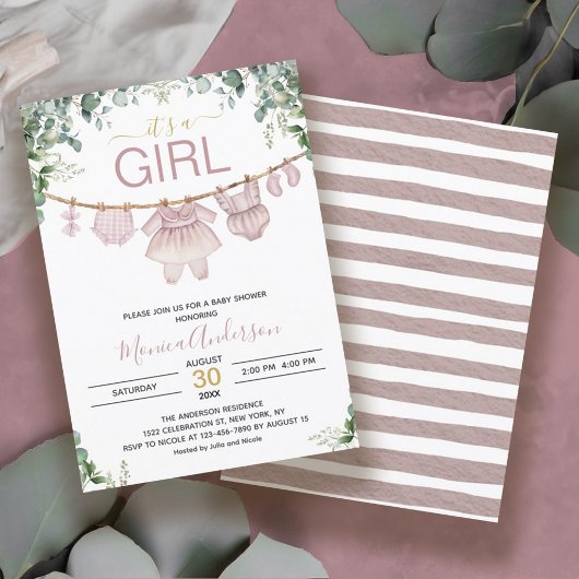 Invitation C’est un Baby shower en étoffe de Boho rose Fille