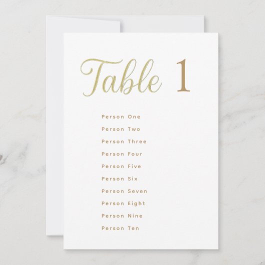 Invitation Cِustom Elegant Gold Table Number 1 Seating Chart (Devant)
