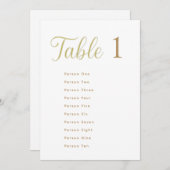 Invitation Cِustom Elegant Gold Table Number 1 Seating Chart (Devant / Derrière)