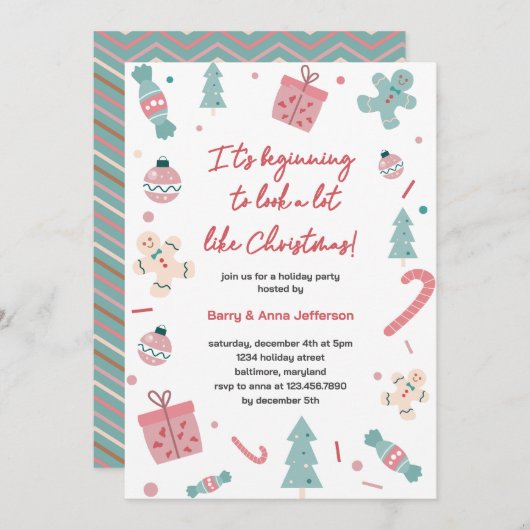 Invitation Ça commence à ressembler beaucoup à Noël (Devant / Derrière)