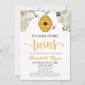 Invitation Ça va être le Baby shower d'abeilles jumeaux (Devant)