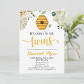 Invitation Ça va être le Baby shower d'abeilles jumeaux (Debout devant)