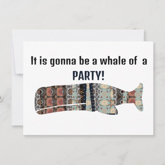 Invitation Ça Va Être Une Baleine D'Une Fête (Devant)