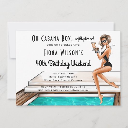 Invitation Cabana Boy 40e anniversaire Week-end (Devant)