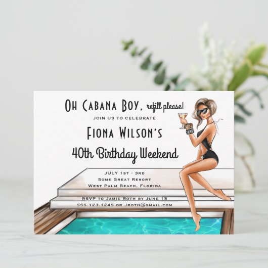 Invitation Cabana Boy 40e anniversaire Week-end (Debout devant)