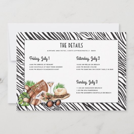 Invitation Cabana Boy 40e anniversaire Week-end (Dos)