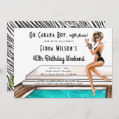 Invitation Cabana Boy 40e anniversaire Week-end (Devant / Derrière)