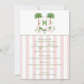 Invitation Cabana Rayures Palm Beach Monogram Crête (Devant)