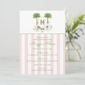 Invitation Cabana Rayures Palm Beach Monogram Crête (Debout devant)