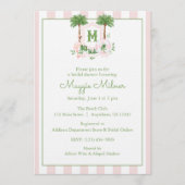 Invitation Cabana Stripes Palm Beach Monogram Crest (Devant)