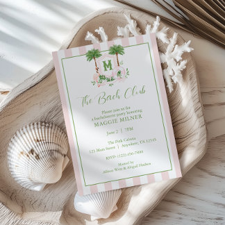 Invitation Cabana Stripes Palm Beach Monogram Crest