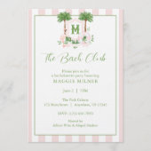Invitation Cabana Stripes Palm Beach Monogram Crest (Devant)