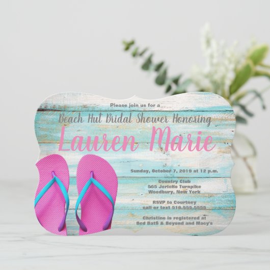 Invitation Cabane de plage sarcelle Flip Flops Enterrement de (Debout devant)