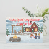 Invitation Cabane joyeux Noël dans les vacances d'hiver (Debout devant)