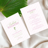 Invitation Cabane Rose Rayure Bachelorette Party Palm Beach