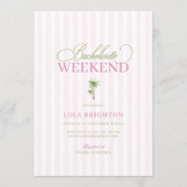 Invitation Cabane Rose Rayure Soirée de Fille à Palm Beach (Devant)