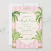 Invitation Cabane Rose Rayures Palm Beach  (Devant)
