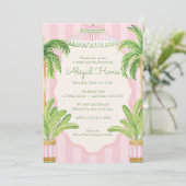 Invitation Cabane Rose Rayures Palm Beach  (Debout devant)