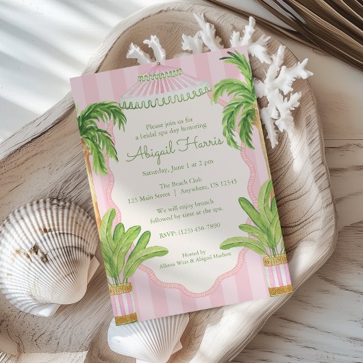 Invitation Cabane Rose Rayures Palm Beach 