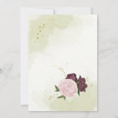 Invitation cabernet rose fleurs vert feuilles anniversaire (Dos)