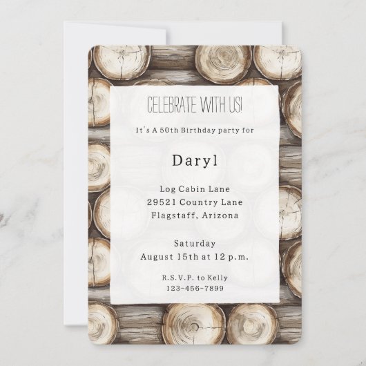 Invitation Cabine de bois 50e anniversaire (Devant)