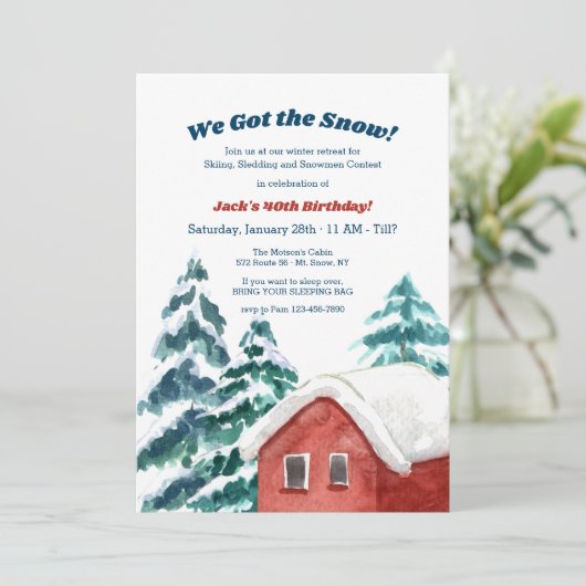 Invitation Cabine de neige (Debout devant)