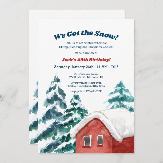 Invitation Cabine de neige (Devant / Derrière)