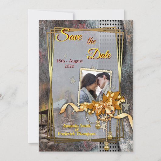 Invitation Cabine de pierre de famille rustique (Devant)