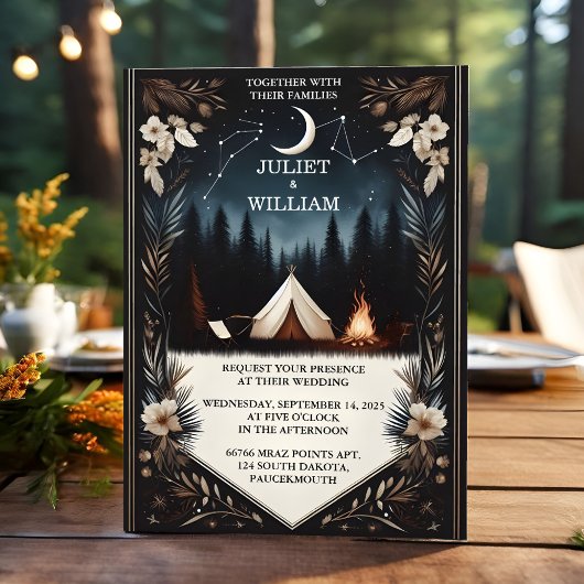 Invitation Cabine Forest Wood Sky Tree Camping Mariage