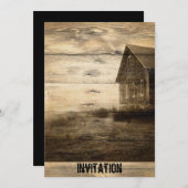 Invitation cabine primitif de pays de ferme de pays (Devant / Derrière)