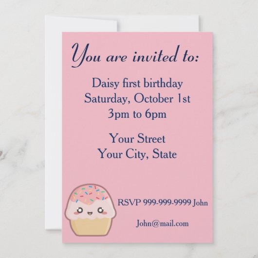 Invitation Câble de Kawaii (Dos)