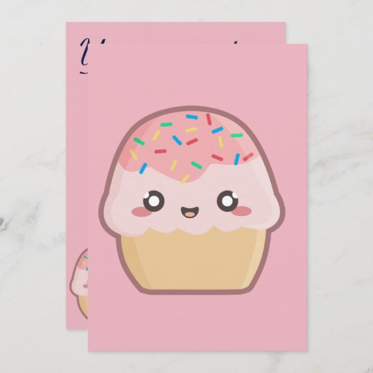 Invitation Câble de Kawaii (Devant / Derrière)