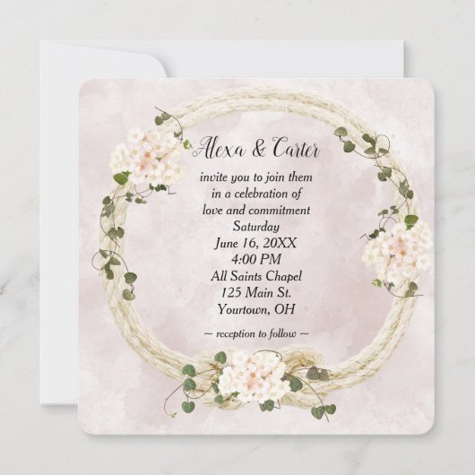 Invitation Câble Wreath et Bouquets Hydrangea (Devant)