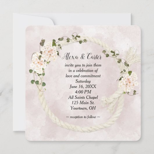 Invitation Câble Wreath et Bouquets Hydrangea (Devant)