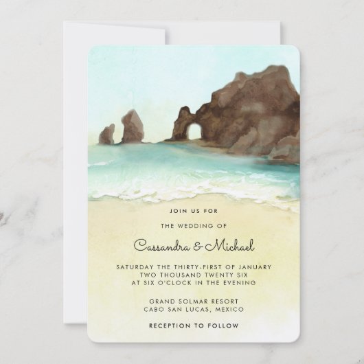 Invitation Cabo San Lucas | El Arco | Mariage de Destination (Devant)